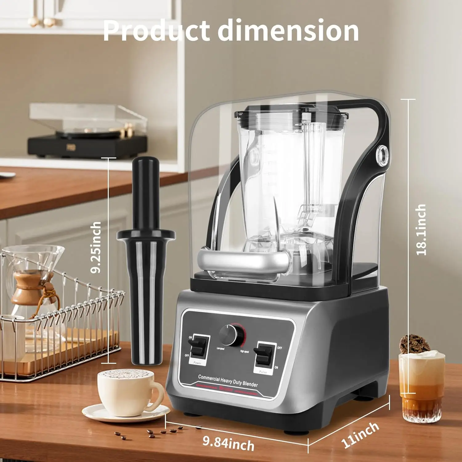 خلاط تجاري مع درع عازل للصوت، خلاطات احترافية هادئة سعة 70 أونصة، خلاط عالي التحمل مع احترافي قوي وهادئ