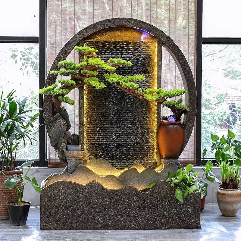 

Balcony rockery fountain fish pond circulating waterscape wall shop floor decoration