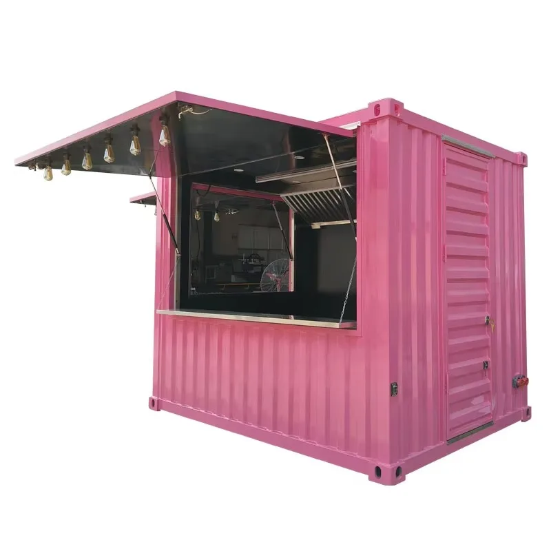 Design Flat‑Pack Folding Shipping Container Restaurant, Fully‑Equipped Outdoor Kitchen With Stainless Steel Interior Wall