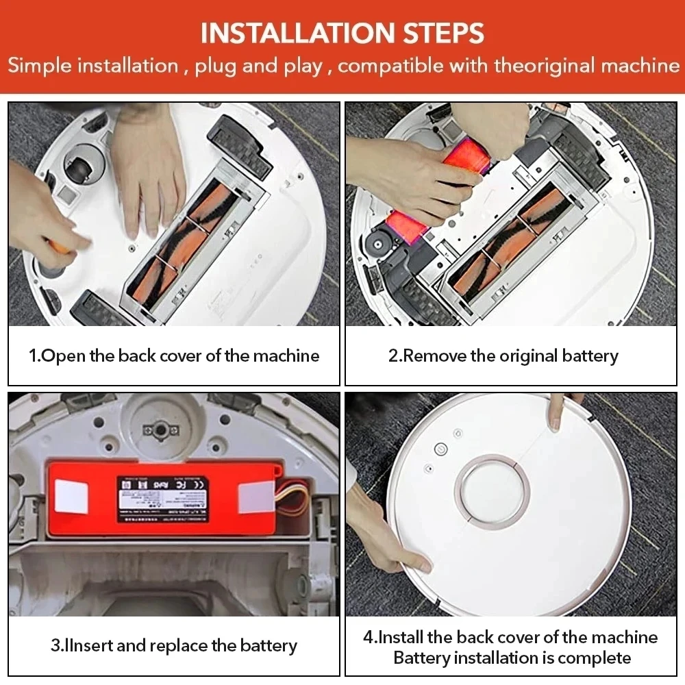 Batteria di ricambio 14.4V 6500mAh per Roborock S6 S7 MaxV Q5 Q7 MAX Robot aspirapolvere accessori parti originali