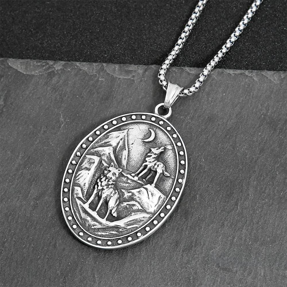 Norse Viking Odin Pendant Necklace Stainless Steel Vintage Viking Huginn And Muninn Raven Necklace Amulet Viking Jewelry Gift