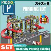 Children's Track City Parking Building Lot Toys DIY Puzzle Assmbly Rail Car Toys Multi-Layer Interactive Games Adventure for Kid