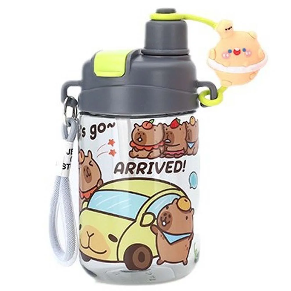 

Large Capacity Capybara Water Bottle TPR PP Straw 600ML Double Drinking Cup PC Transparent Handhold Portable Bottle Cycling