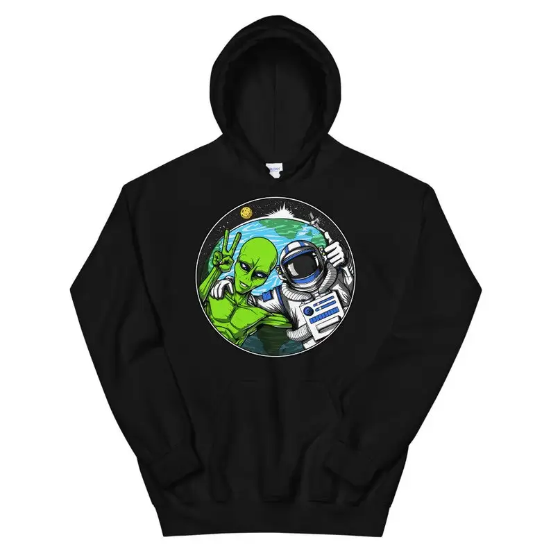 Space Astronaut Alien Hoodie, Retro Graphics, Made of Cotton, Unisex