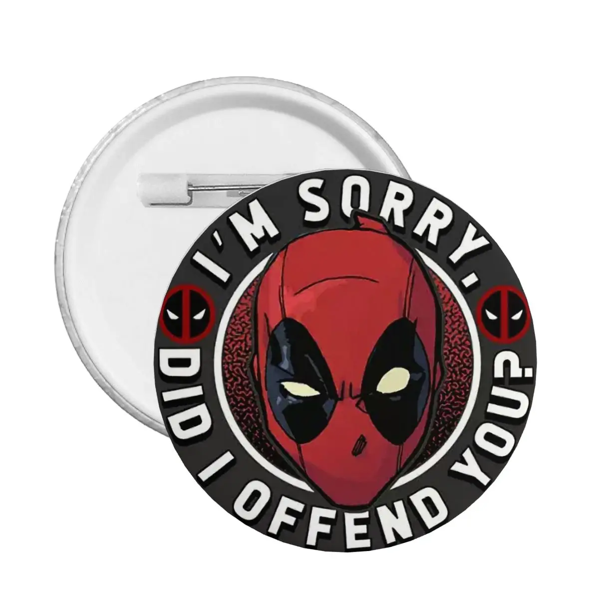 Broche personalizado con botones traseros de Deadpool I'M SORRY, insignia para mochila, Pinback, regalo de cumpleaños