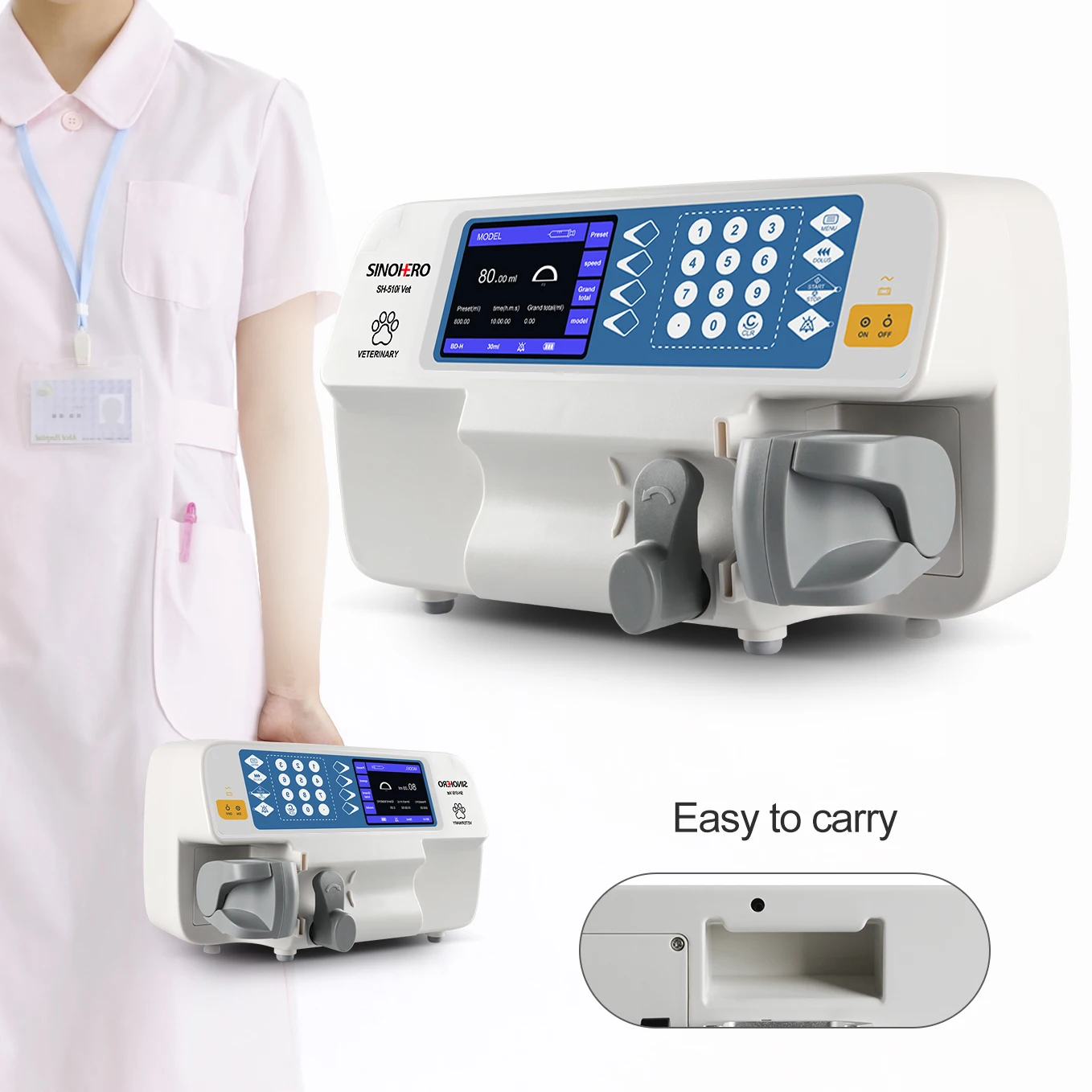 SH-510i Veterinary Syringe Pump Medical Hospitals Intravenous Injection Device with USB Software Data Storage Function