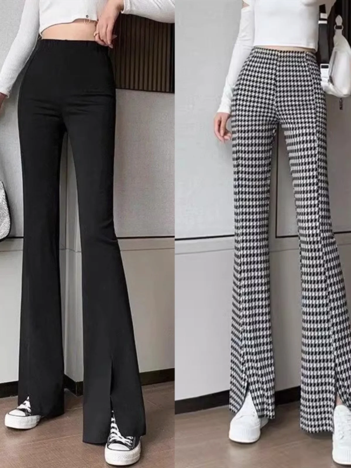 

Bla High Waist Thin Wide Leg Pants Spring Summer New Sle Casual Trousers for Women Nine Points Flared Pants Slimming Effect