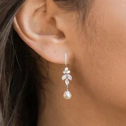 Huitan Exquisite Beige Imitation Pearl Dangle Earrings for Women Temperament Ear Accessories Wedding Party Trendy Jewelry Gifts