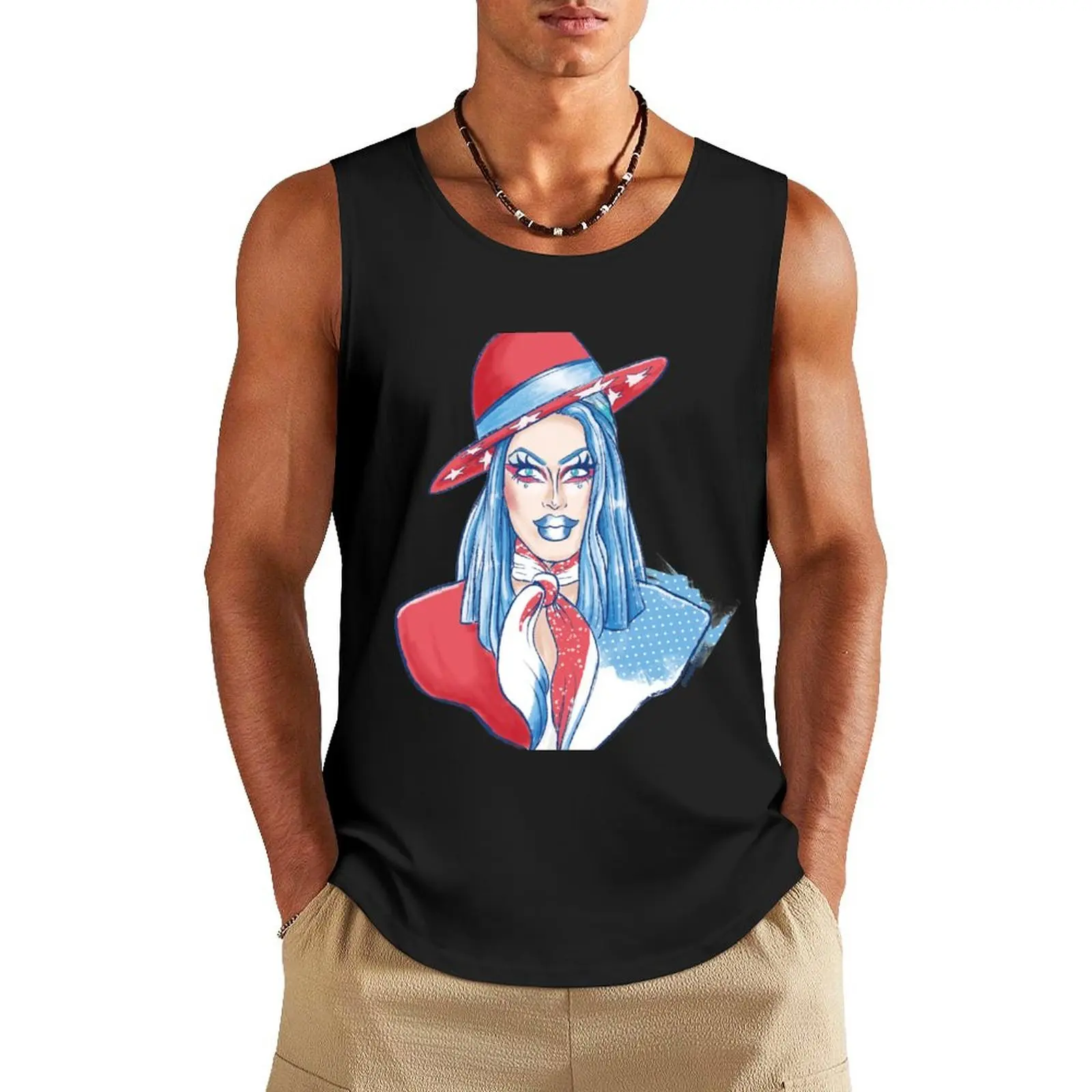 

Crystal Methyd Stars and Stripes Runway Tank Top bodybuilding gym clothing men men clothing Men's sleeveless gym shirts