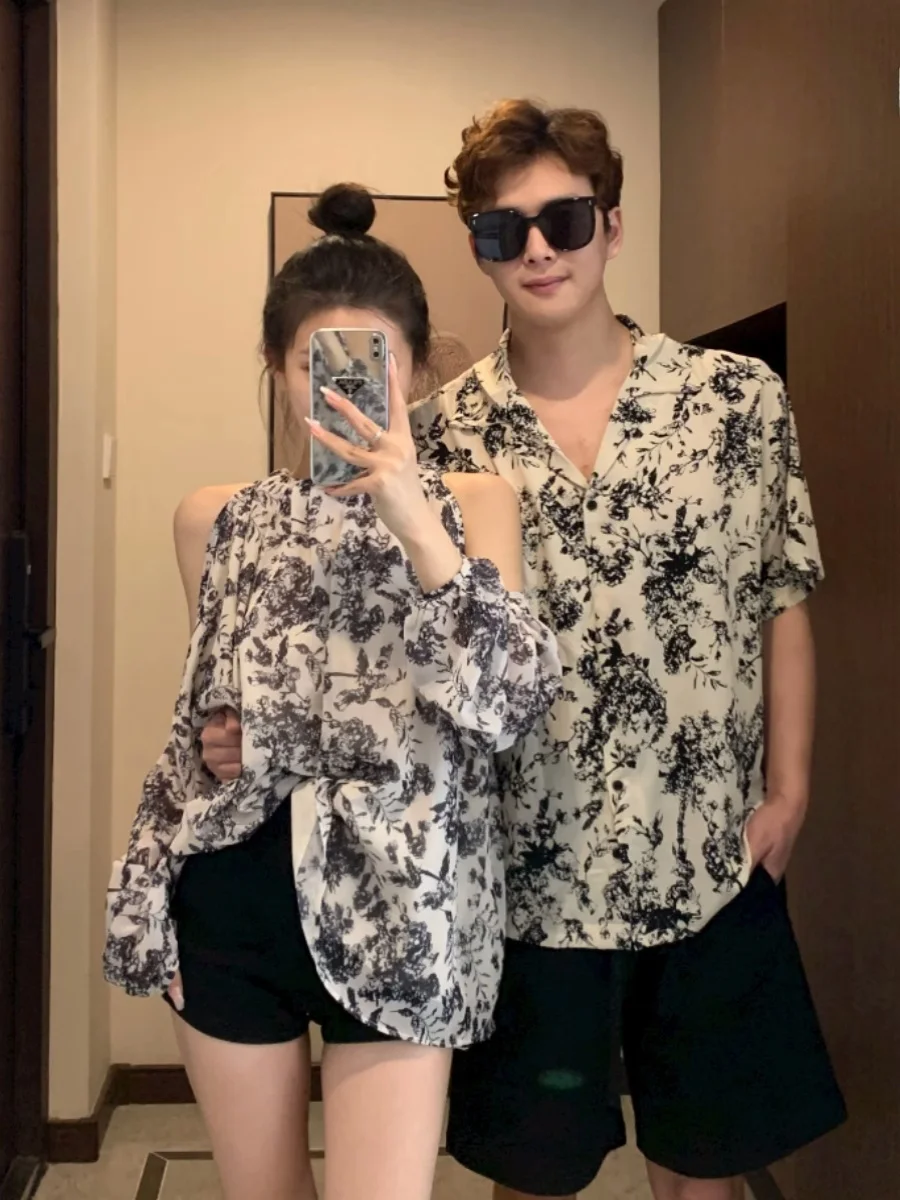 Couple's Beach Vaion Summer ort Sve irt Women's Strap Dr Southeast Asian Sle Spring Summer Seasonal Clothing