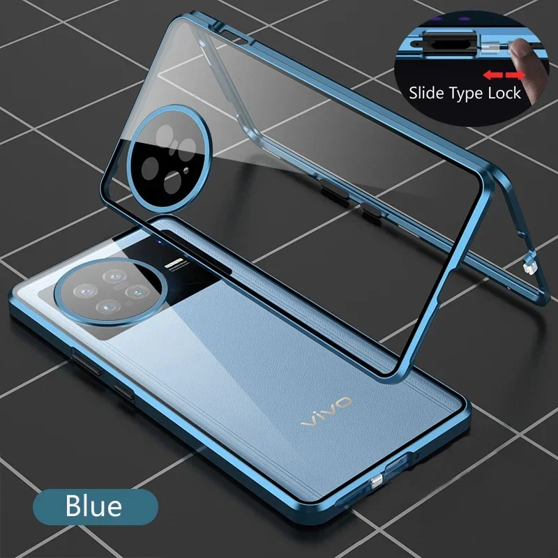 

Двусторонний стеклянный магнитный адсорбционный металлический чехол для телефона Vivo T2 Pro T2X T3X T3 Ultra T4X T3 Lite 5G, защитный чехол для объектива