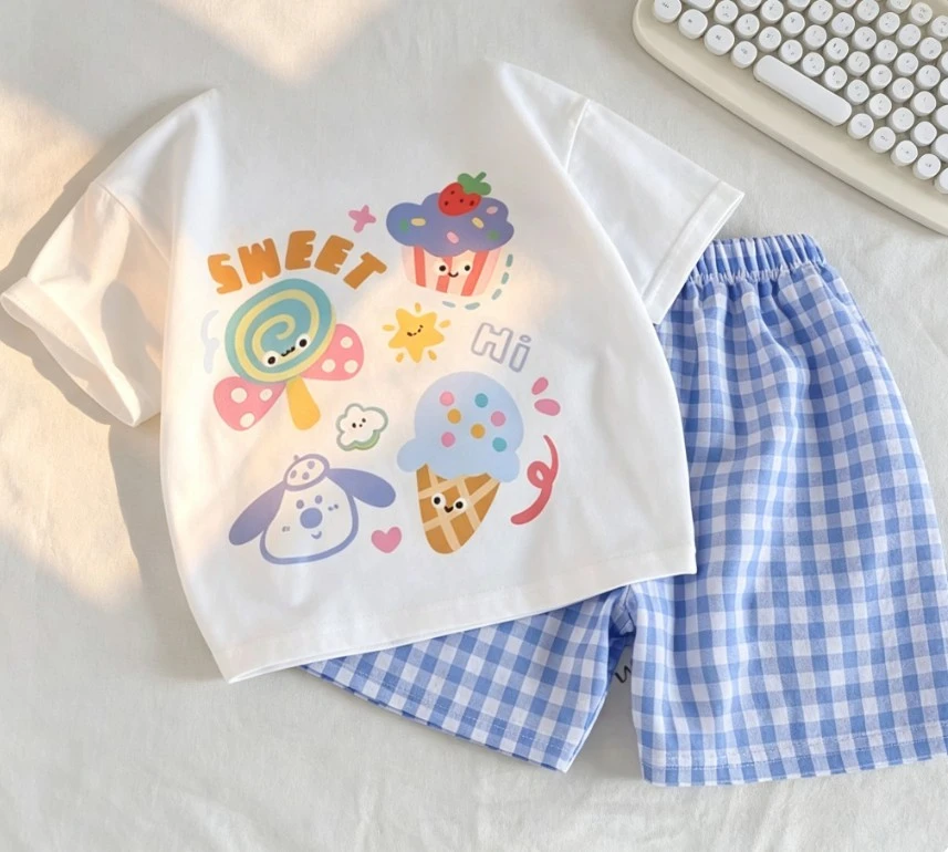 Kids' T-Shirt & Gingham Shorts Set — product detail 1
