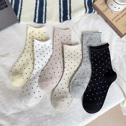 Polka Dot Woman Socks Retro Harajuku Streetwear Cotton Crew Socks Women Girl Fashion Soft Comfortable Japanese Kawaii Cute Socks