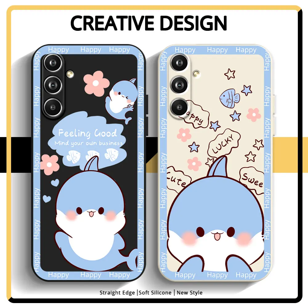 Cute Shark Case For Samsung M32 M33 M52 M53 M54 5G Galaxy M10 M11 M12 M13 M14 Jump 2 Quantum3 Shockproof Soft TPU Silicone Cover