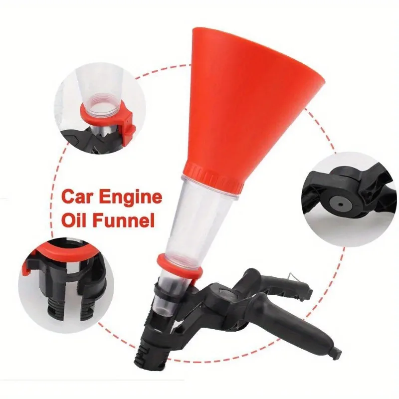 Universal Car Motorcycle Gasoline Oil Filling Funnel Adjustable Width Holding Clamp Engine Oil Filling Set Auto Moto Accessories