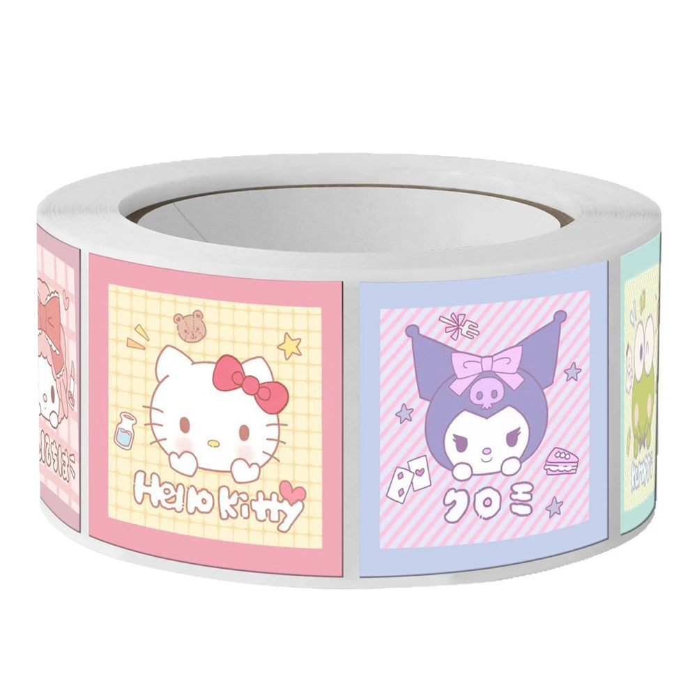

500pcs Cute Anime Kuromi My Melody Cinnamoroll Sticker Roll Sanrio Cartoon Sealing Decals DIY Laptop Bike Decoration Sticker Toy