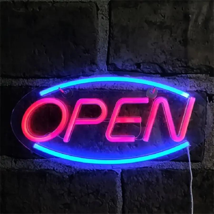 LED Bright Open Neon Sign, Powered by USB with ON/OFF Switch, RGB Open Signs for Business Bar Restaurant Hotel Storefront Window