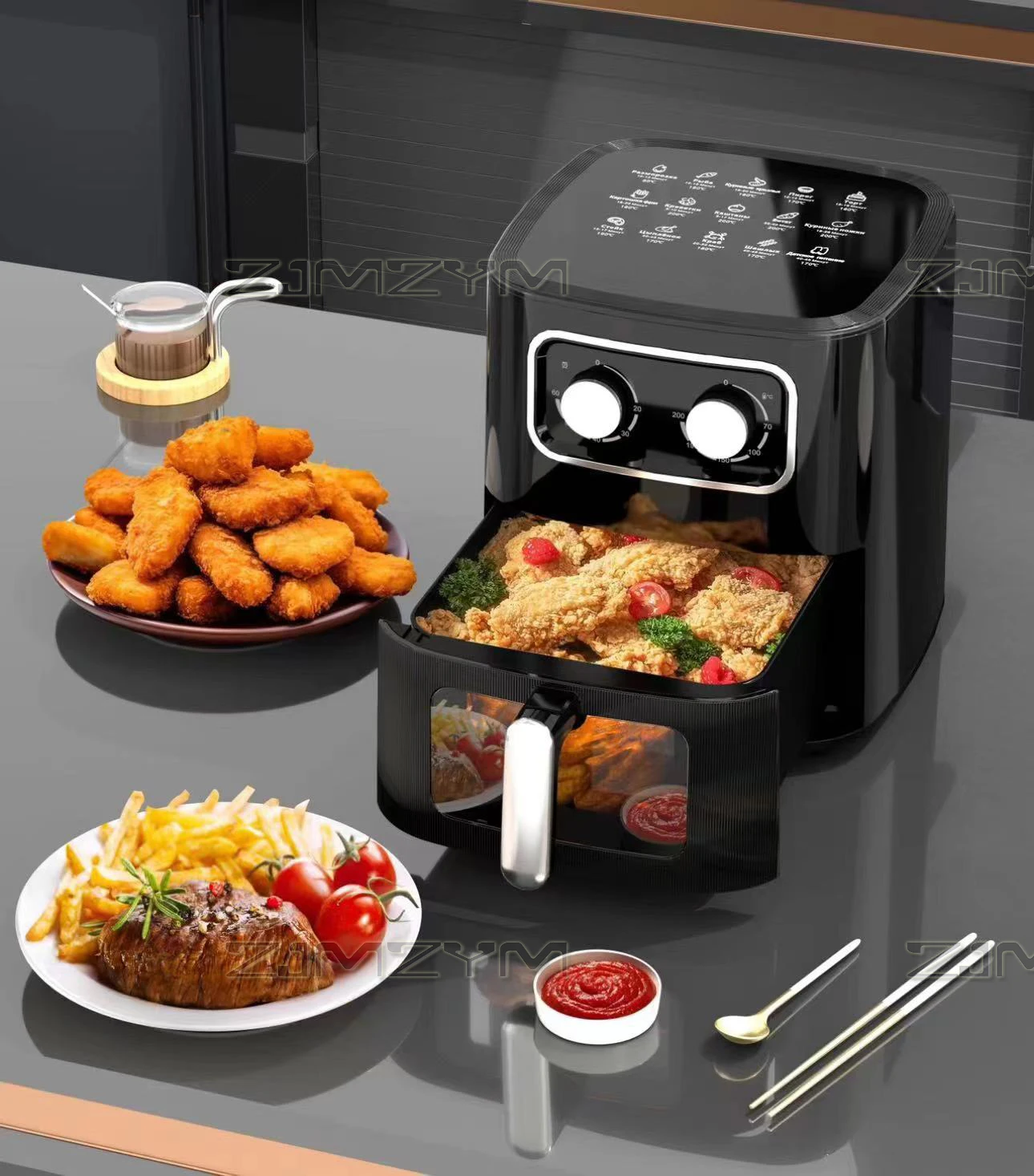 10L Large Capacity Intelligent Automatic Air Fryer Oven 220V Household Multi-function Smart Touchscreen Deep Fryer Without Oil