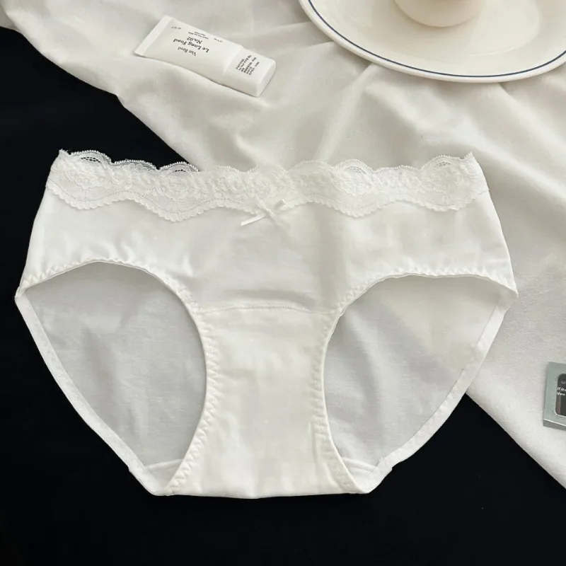SP & CITY เกาหลีผ้าฝ้ายชุดชั้นในผู้หญิงต่ําเอวน่ารักโบว์กางเกงลูกไม้สาวหวาน Breathable กางเกงไม่มีรอยต่อ