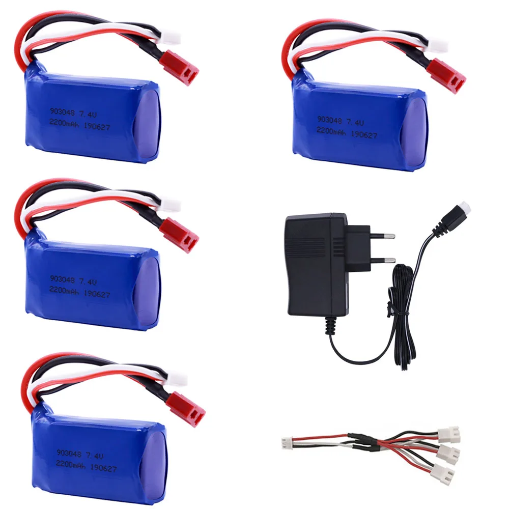 7.4V 2200mAh 903048   Akumulator Lipo z zestawem ładowarek do WLtoys A959-B A969-B A979-B K929B RC samochód ciężarowy łódź helikopter części zamienne