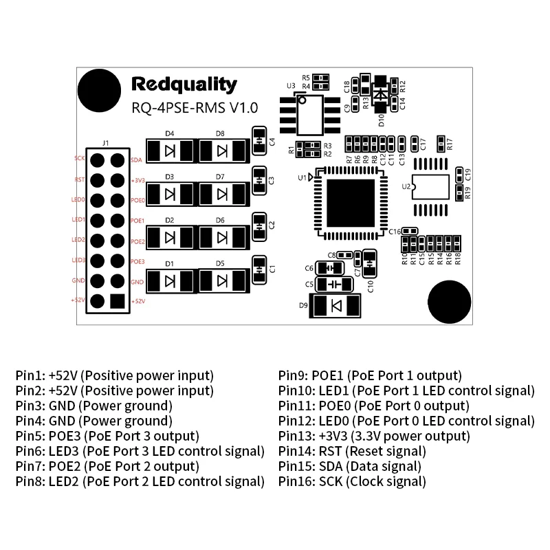 4/8 Port PSE PoE Module IEEE802.3af/at 30W Per Port 44-57V Industrial PoE Power Supply Board For IP Camera Switch