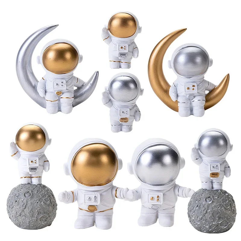 Astronaut Cake Topper Outer Space Birthday Decoration Astronaut Cake Decoration Planet Moon Baby Shower Kids Party mariage doré