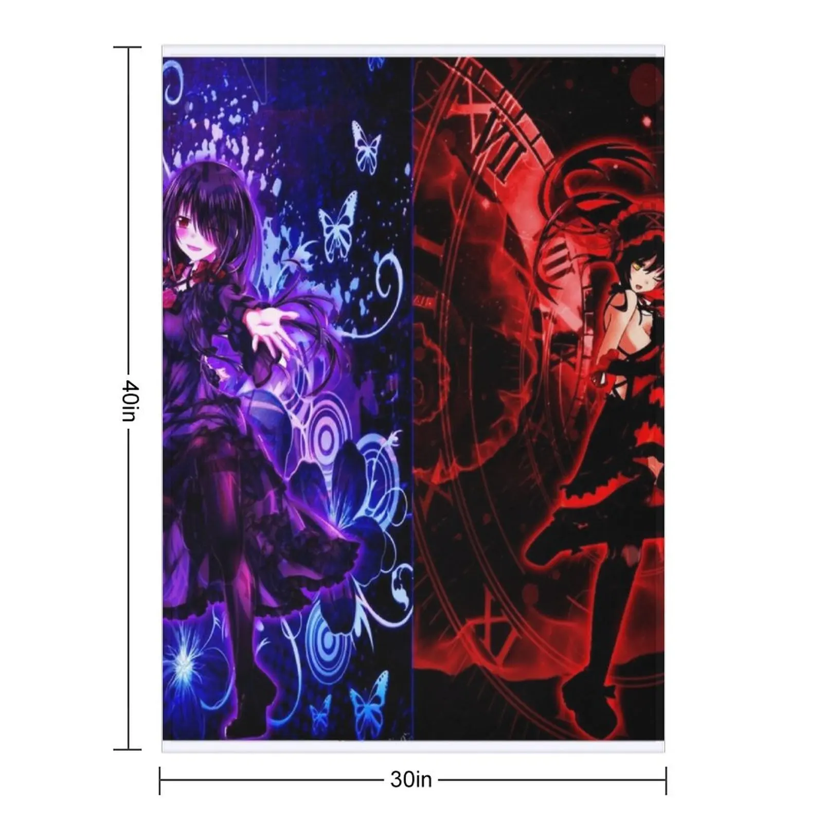 Kurumi Tokisaki - Yandere Throw Blanket cosplay anime Sofa Quilt Retros Shaggy Blankets