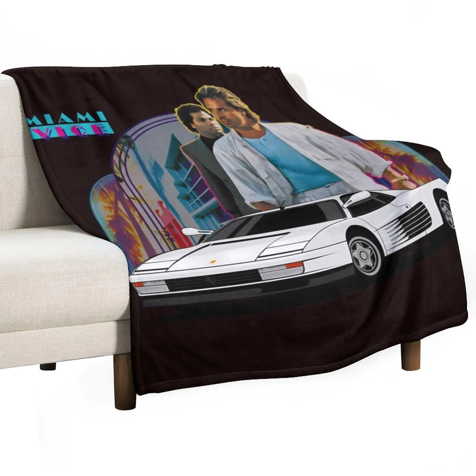 

Miami Vice Testarossa Throw Blanket Bed Fashionable Retros for winter Extra Large Throw Blankets