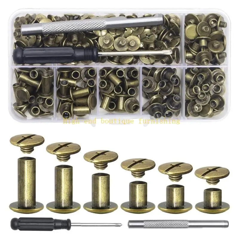 L9NB Set Of 110Pcs Binding Screw Crossed Head Button Screws For Leather Craft