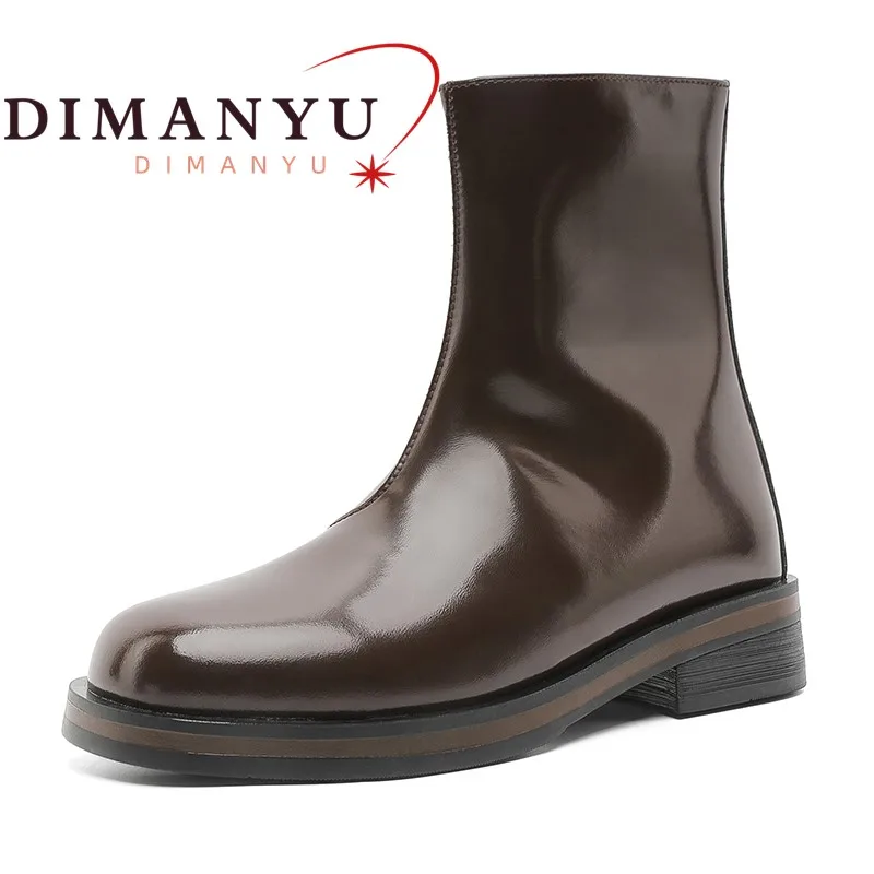 DIMANYU Men's Chelsea Boots Side Zipper Vintage Large Size Ankle Boots Men Thick Heel Casual Short Boots Men Autumn 