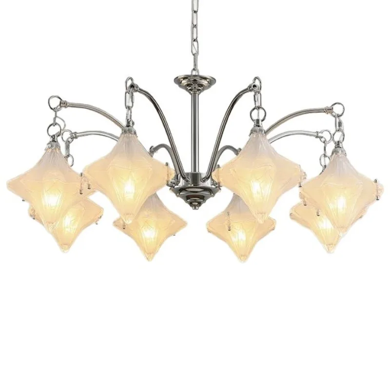 

French living room chandelier, main lamp retro cream wind creative star bedroom entrance aisle glass lamp