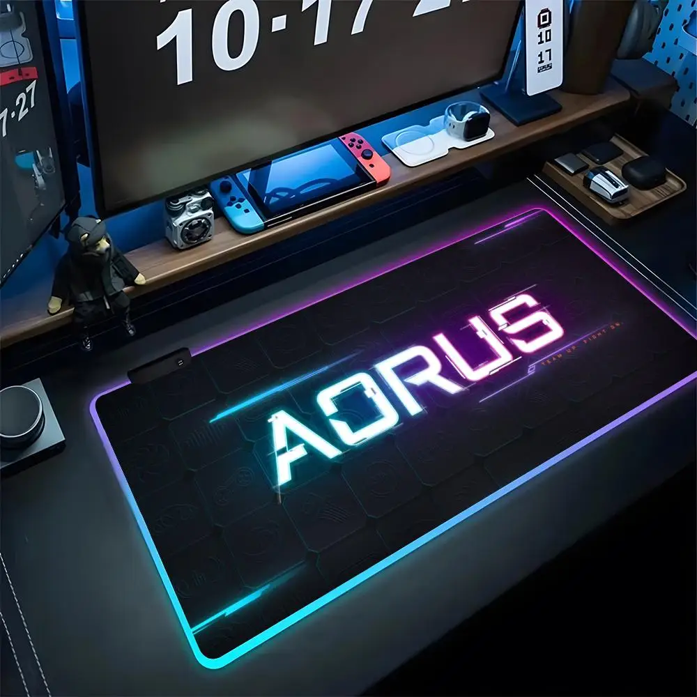 

A-Aorus Animal Mouse Pad Gaming LED Mouse Mat 900x400 Mousemats Table Pads PC Desk Mat RGB Keyboard Mat XXL