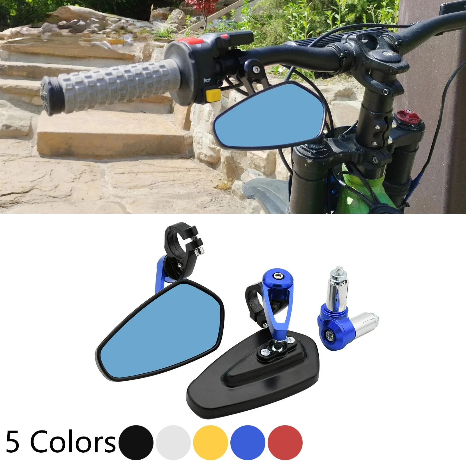 

7/8" 22mm CNC Motorcycle Rearview Mirrors Universal Blue Glass Scooter Bar Handlebar Mirror For Sur-Ron SurRon Light Bee S & X