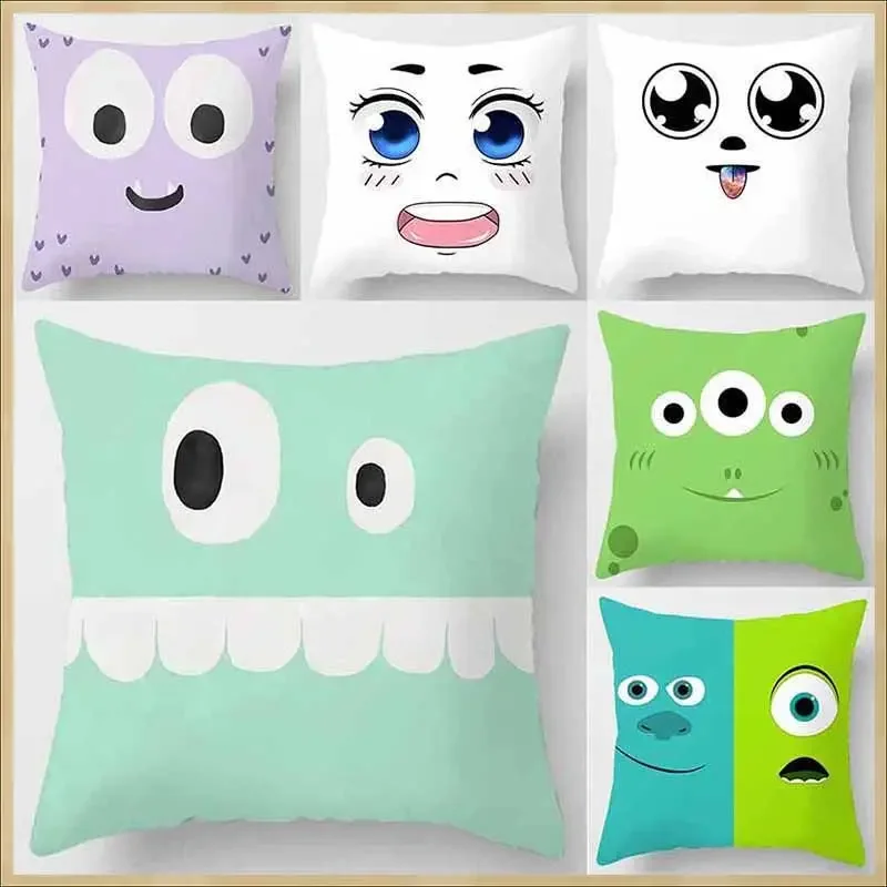 

Customizable Home Throw Pillow Cases for Children Boys Girls Room Bed Sofa Cute Monster Pillow Cases Fun Throw Pillow Cases