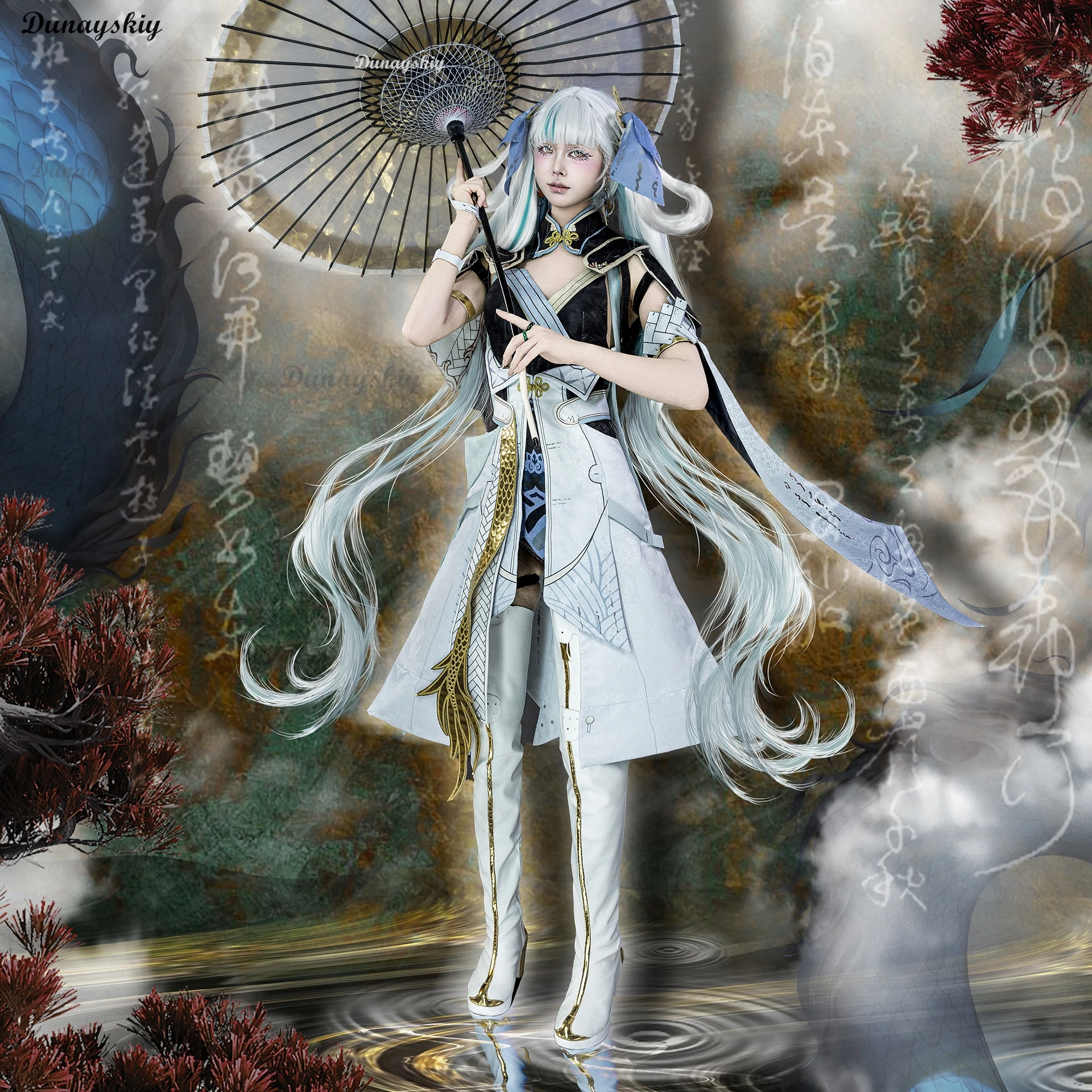 # $%) Gioco Wuthering Waves Jinhsi COS ()(*&......% Parrucca Festival di Primavera Vestito Rosa Vestito Verde Parrucca Jinhsi Hanfu Scarpe Donna Halloween