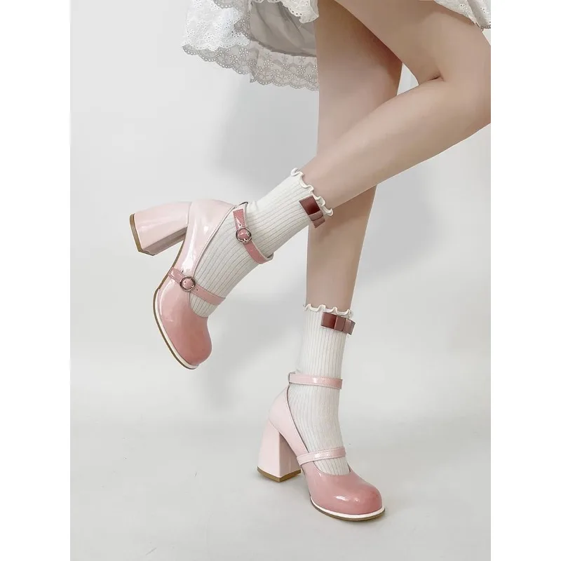 2024 Platform Mary Janes Shoes Women Fashion Shallow Japanese Style Women\'s Girls High Heel Lolita Shoes for Woman High Heels