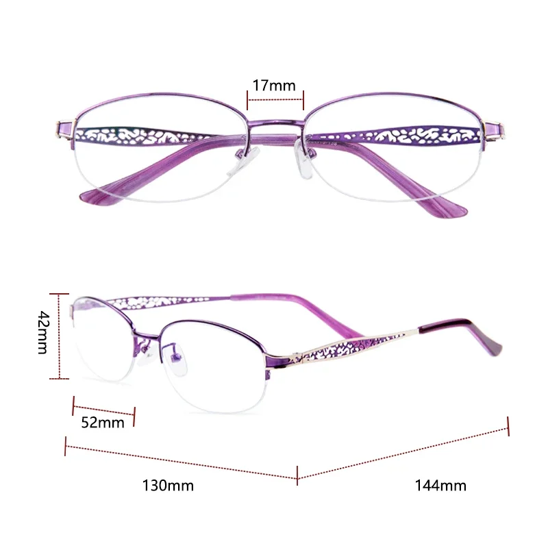Blue light blocking Reading Glasses for Women, Ultra-lightweight Metal Half Frame, Computer Readers Anti UV/Eyestrain/Glare