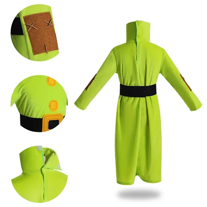 Anime Dopey The Seven Dwarfs Cosplay Costume Children Bodysuit Green Jumpsuit Suit Uniform Halloween Performance Clothes Outfit