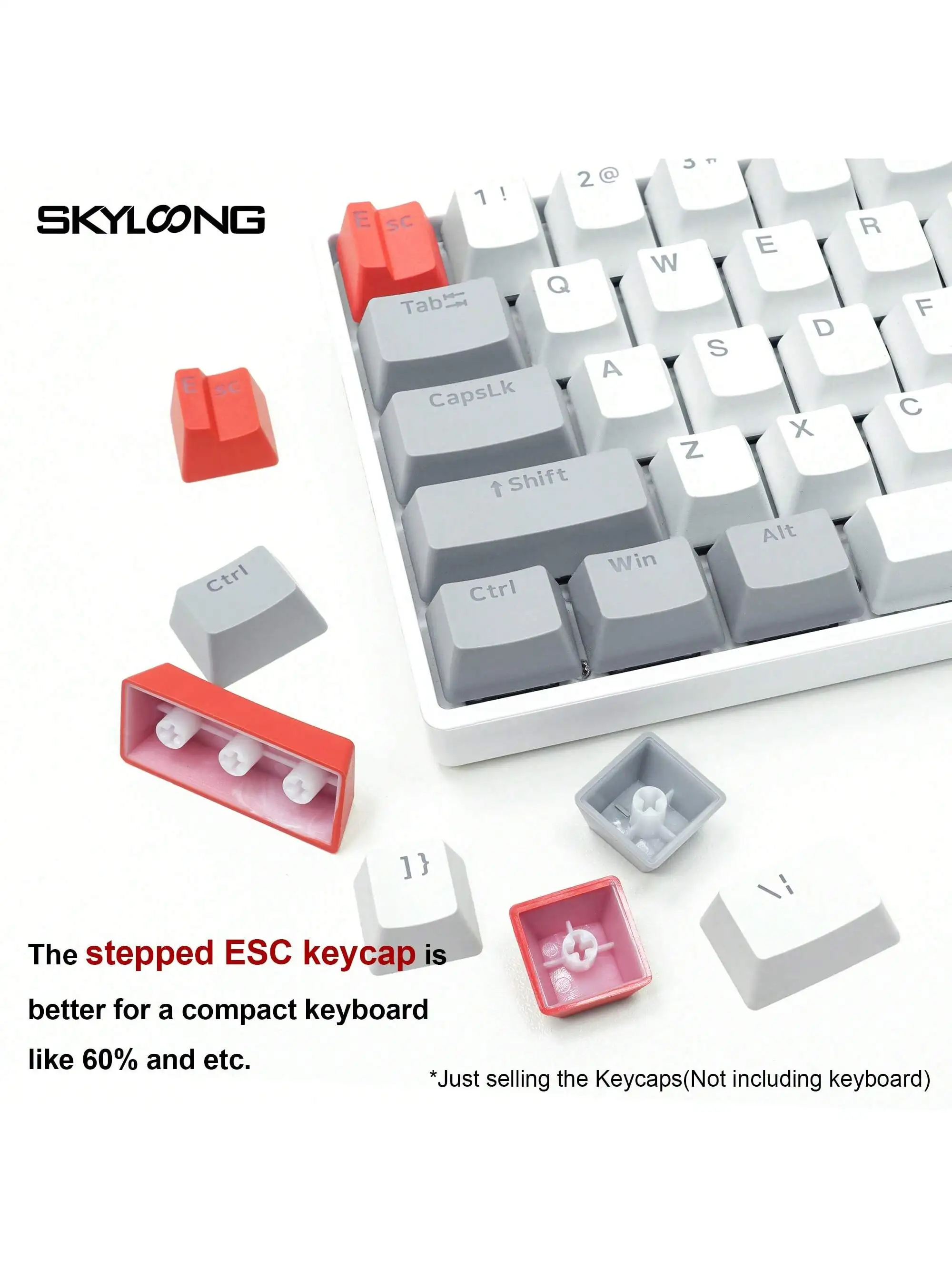 Imagem -05 - Skyloong Pbt Keycaps Cinza Branco Vermelho Double Shot Oem Perfil Personagem Transmitância Teclado Acessórios Universais