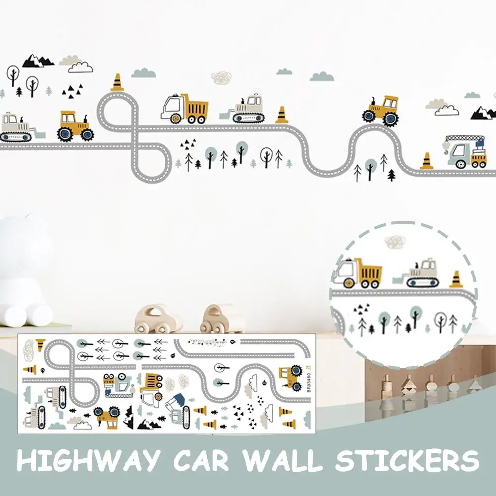 Cartoon Cars Highway Track Wall Stickers For Kids Rooms Sticker Children's Play Room Bedroom Decor wall Art Decals Y5C1 - Image 3