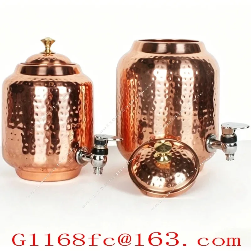 Pure Copper Water ，dispenser Container Pot with  3L / 4.8L / 10.5L Liters (brown) Large-capacity Beverage Containers