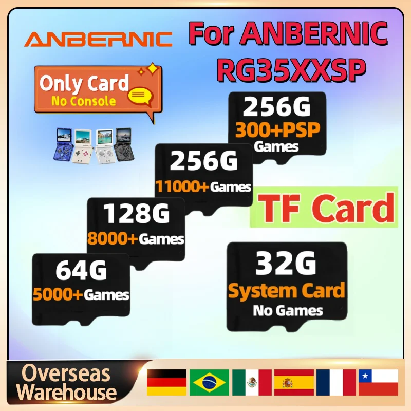 ANBERNIC RG35XXSP TF Card Retro Handheld Game Console Preloaded Memory Card Universal 256G 300+PSP Games 11000+Games Gift