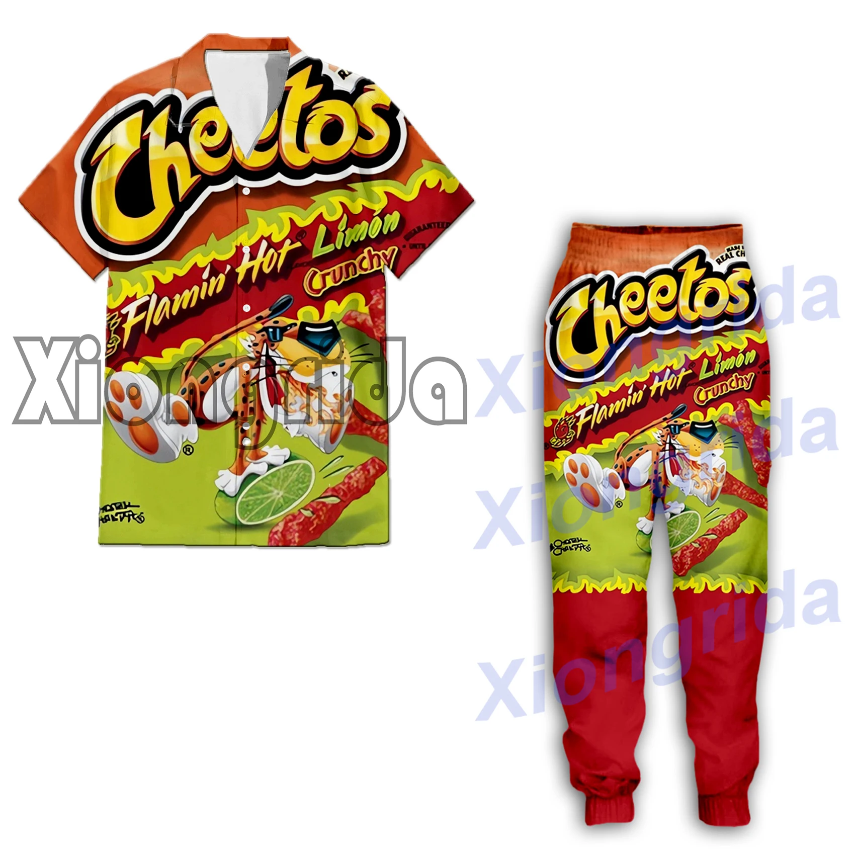 Novelty Cheetos Food Puffs Clothes Set 3D Printed Sweatpants Pants Shorts Hoodies Shirts T shirts Sweatshirts Men Tracksuits New