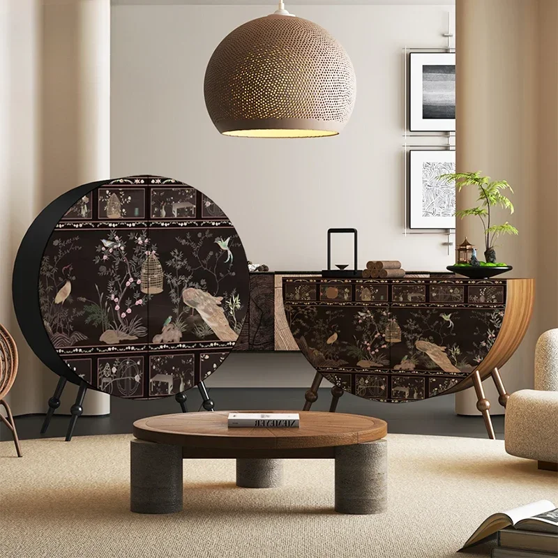 

Entry door Semicircular entrance cabinet Household dining side cabinet Aisle locker Sofa side decorative cabinet