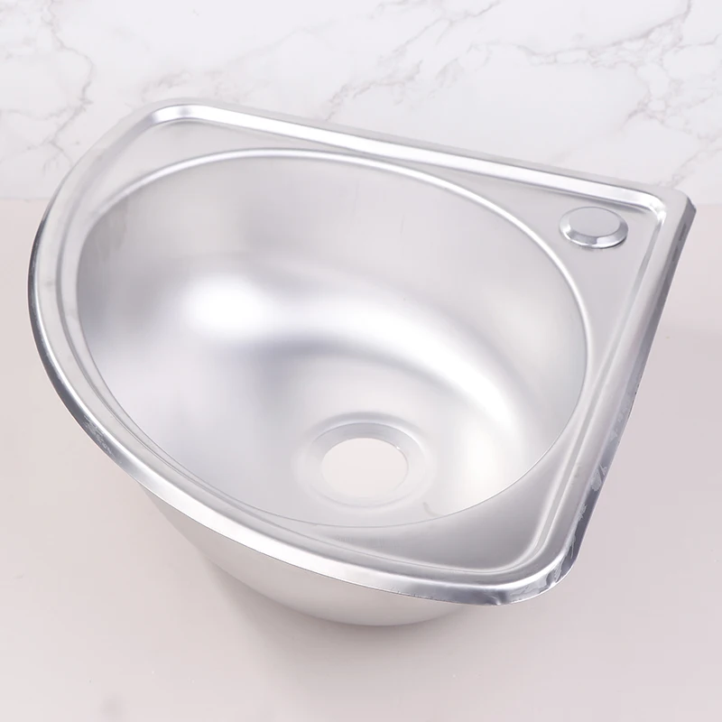 {CCA10} Triangle Kitchen Sink Stainless Steel Bathroom Basins Camper Vegetable Corner Motorhome Bar Steel Small Single Bowl Drop view 5
