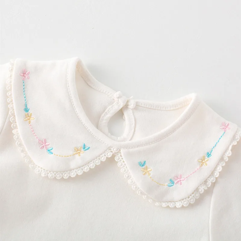 2024 Baby Girl Doll Collar Top Long Sleeves Cotton Children\'s Top Newborn  Autumn Comfort Toddler Clothes Casual Girls Clothing