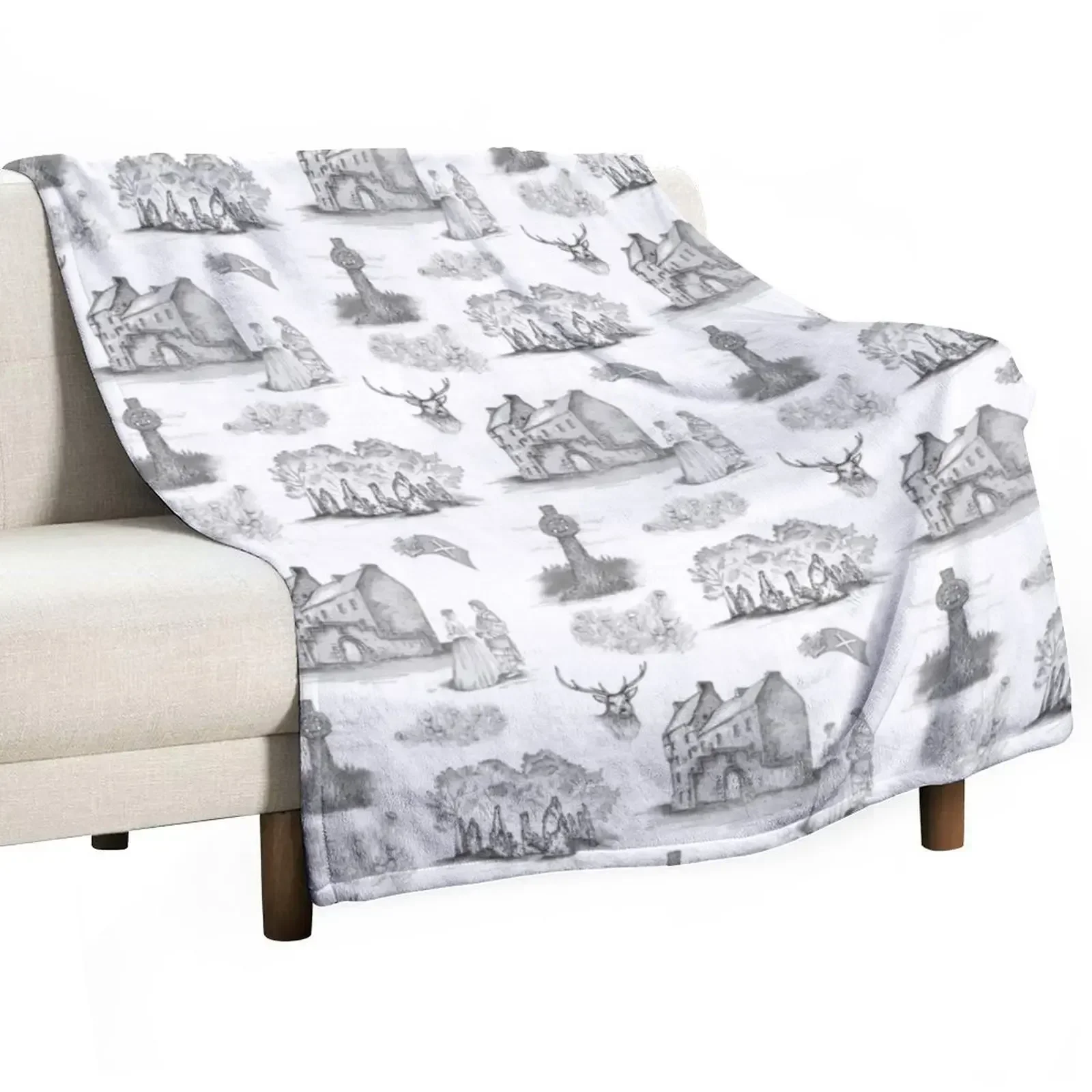

Highlander Toile in black, gray and white Throw Blanket Sleeping Bag For Decorative Sofa for winter Blankets