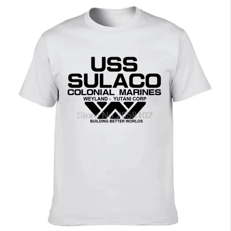 2025 new Fashion USCSS T-Shirt Alien USS Sulaco Colonial Marines Aliens Off World Short Sleeve Tshirt Men Cotton O Neck Tees