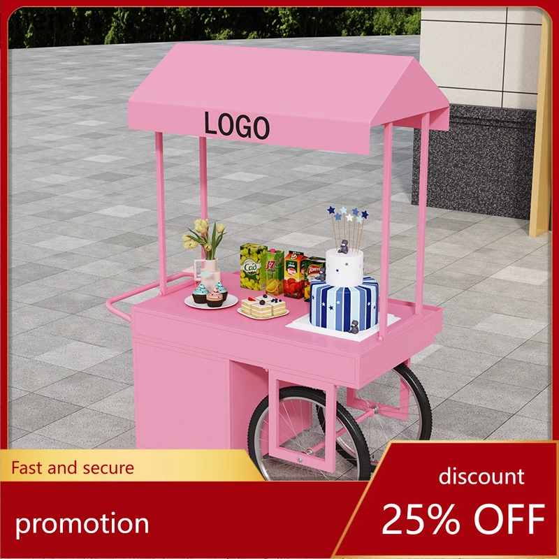 HT wrought iron stall trolley outdoor mobile stall display stand mobile market dining car