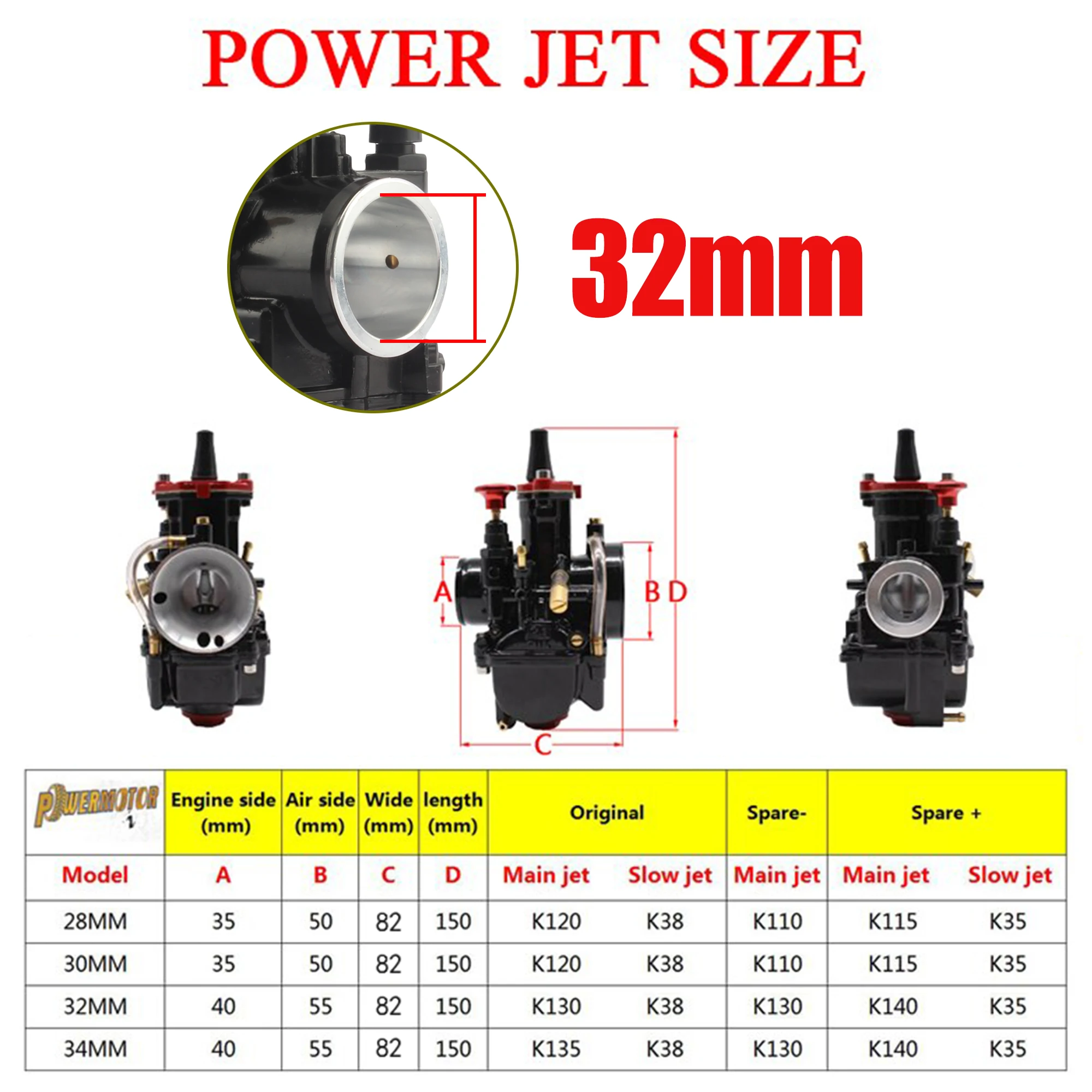 Motorrad-Vergaser 21mm 24mm 26mm 28mm 30mm 32mm 34mm Universal-Tuning PWK Power Jet Roller Go-Kart Moped ATV UTV Motocross – Detail 4